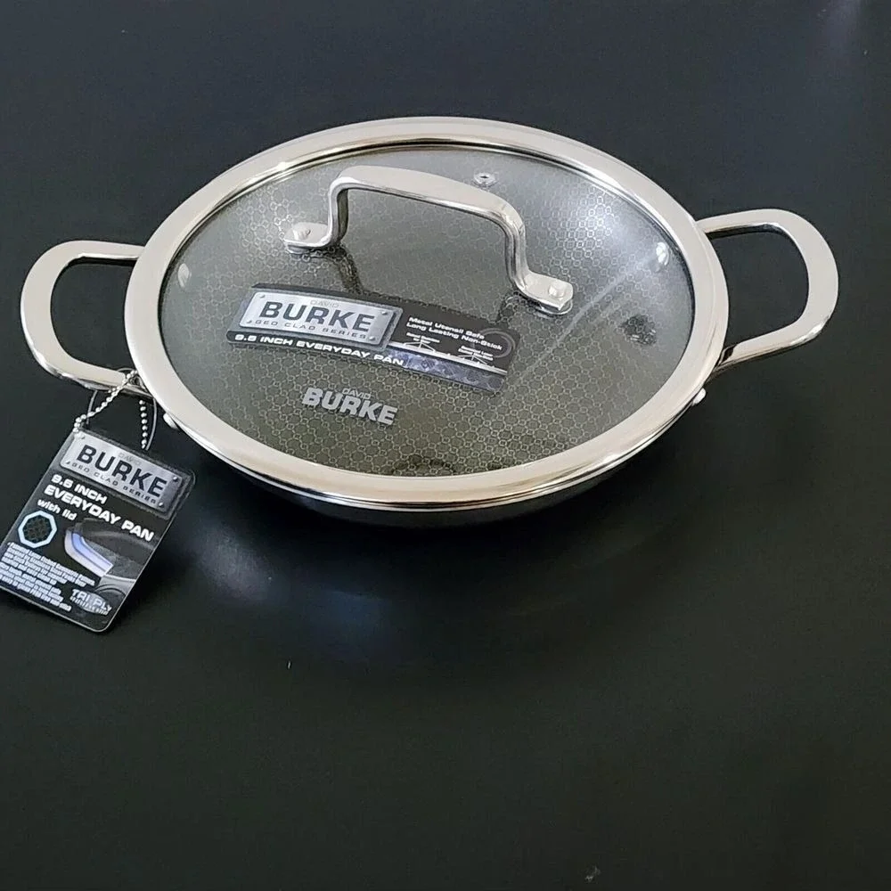 David Burke Geo Clad‎ 9.5in Tri-Ply Stainless Steel Frying Pan With Lid Cookware